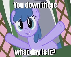 Size: 459x367 | Tagged: safe, edit, edited screencap, screencap, berry frost, pony, a friend in deed, g4, a christmas carol, background pony, caption, female, image macro, meme, smile song, solo, window