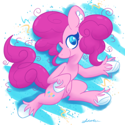 Size: 1280x1280 | Tagged: safe, artist:artist-block-alley, pinkie pie, earth pony, pony, g4, colored pupils, cute, diapinkes, ear fluff, female, solo, starry eyes, unshorn fetlocks, wingding eyes
