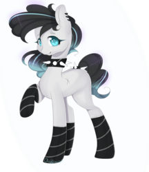 Size: 1119x1297 | Tagged: safe, artist:clefficia, oc, oc only, earth pony, pony, choker, ear piercing, looking at you, piercing, smiling, solo, spiked choker