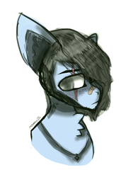 Size: 3560x4915 | Tagged: safe, artist:itzdatag0ndray, oc, oc only, pony, absurd resolution, bandage, freckles, jewelry, long hair, male, necklace, scar, solo, stallion