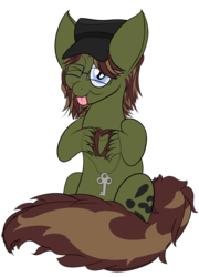 Size: 2300x3200 | Tagged: dead source, safe, artist:php165, oc, oc only, oc:kay, earth pony, pony, 2017 community collab, derpibooru community collaboration, cutie mark, flat colors, glasses, hat, heart, heart hands, high res, jewelry, key, looking at you, male, necklace, one eye closed, simple background, smiling, solo, tongue out, transparent background, unshorn fetlocks, wink
