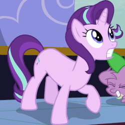 Size: 513x514 | Tagged: safe, screencap, spike, starlight glimmer, pony, unicorn, g4, season 6, to where and back again, animated, eyes closed, female, gif, great moments in animation, loop, mare, solo focus, the club can't even handle me right now, what is anatomy