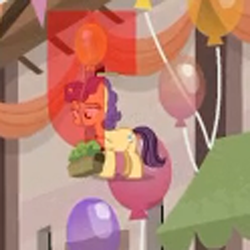 Size: 300x300 | Tagged: safe, screencap, pony, g4, to where and back again, animation error, background pony, balloon, cropped, raised eyebrow, solo