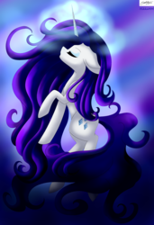 Size: 2048x3000 | Tagged: safe, artist:hikkamm, artist:xheavensdevil, rarity, pony, g4, eyes closed, female, high res, long mane, magic, solo