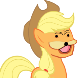 Size: 1276x1279 | Tagged: safe, applejack, earth pony, pony, g4, female, hat, meme, simple background, solo, spurdo spärde, transparent background