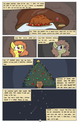 Size: 1984x3035 | Tagged: safe, artist:shoutingisfun, oc, oc only, turkey, comic:the little match filly, christmas tree, comic, female, filly, implied ponies eating meat, match, night, sad, shooting star, sky, the little match girl, tree