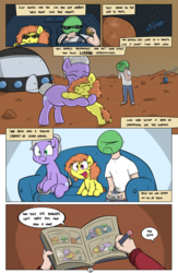 Size: 1984x3035 | Tagged: safe, artist:shoutingisfun, oc, oc only, oc:anon, earth pony, pony, comic:the little match filly, book, burger, car, comic, couch, dreamcast, female, filly, food, good end, hamburger, hilarious in hindsight, mars, pencil, sunglasses, the little match girl, video game, wat