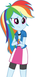 Size: 184x405 | Tagged: safe, artist:stacyhirano34, rainbow dash, equestria girls, g4, clothes, compression shorts, confused, crossed arms, female, inkscape, simple background, skirt, solo, transparent background, vector
