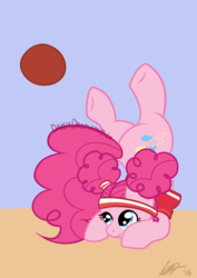 Size: 1024x1448 | Tagged: safe, artist:puppermints, pinkie pie, earth pony, pony, buckball season, g4, balloonbutt, bottomless, butt, clothes, female, partial nudity, pinktails pie, plot, solo