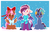 Size: 5100x3300 | Tagged: safe, artist:meekcheep, oc, oc only, oc:bowtie, oc:mirage, oc:tiebreaker, draconequus, earth pony, pegasus, pony, absurd resolution, clothes, floppy ears, heterochromia, ponycon, scarf, winter