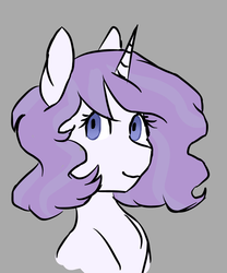 Size: 620x744 | Tagged: artist needed, safe, oc, oc only, oc:kiri krystal, pony, unicorn, adopted offspring, bust, female, gray background, next generation, parent:fleur-de-lis, parent:rarity, parents:fleurity, simple background, solo