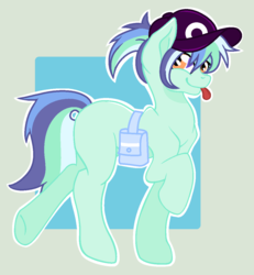 Size: 1080x1168 | Tagged: artist needed, safe, oc, oc only, oc:aria heather, earth pony, pony, :p, adopted, cute, female, pokémon, pokémon trainer, reference sheet, saddle bag, solo, tongue out