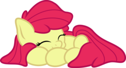 Size: 6000x3269 | Tagged: safe, artist:bobdude0, artist:slb94, apple bloom, pony, g4, absurd resolution, adorabloom, behaving like a cat, cute, eyes closed, female, loose hair, prone, simple background, sleeping, solo, transparent background, vector
