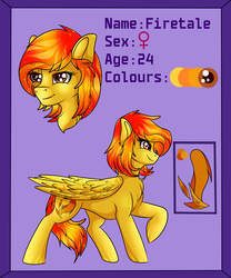 Size: 2497x3000 | Tagged: safe, artist:fkk, oc, oc only, oc:firetale, pegasus, pony, commission, female, female symbol, high res, mare, raised hoof, reference sheet, ych result