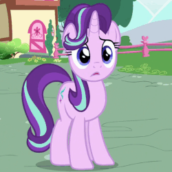 Size: 534x534 | Tagged: safe, screencap, starlight glimmer, pony, unicorn, g4, season 6, to where and back again, animated, blinking, cropped, cute, female, gif, glimmerbetes, loop, mare, open mouth, raised hoof, solo