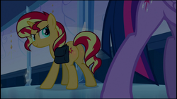 Size: 1920x1080 | Tagged: safe, edit, edited screencap, editor:joshua, screencap, sunset shimmer, twilight sparkle, pony, unicorn, equestria girls, g4, bunset shimmer, butt, butt blush, plot, twilight sparkle (alicorn)