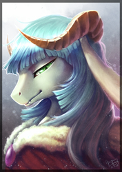 Size: 1240x1753 | Tagged: safe, artist:begasus, oc, oc only, pony, fangs, horns, solo