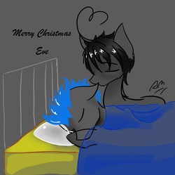 Size: 2550x2537 | Tagged: safe, artist:adetuddymax, oc, oc only, oc:adetuddymax, oc:scorprion carl, earth pony, pony, christmas, high res, kissing, male, merry christmas, oc x oc, shipping, sleeping