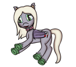 Size: 4000x3500 | Tagged: safe, artist:anonpony1, oc, oc only, oc:sanguine morning, bat pony, pony, base used, collar, lying down, on side, simple background, solo, unshorn fetlocks, white background