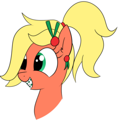 Size: 1280x1301 | Tagged: safe, artist:wafflecakes, oc, oc only, oc:bahama nectar, pony, braces, ponytail, smiling, solo