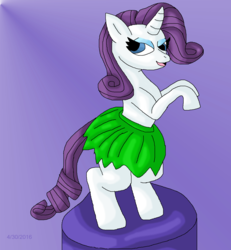 Size: 1140x1236 | Tagged: safe, artist:mojo1985, rarity, pony, g4, bipedal, clothes, female, grass skirt, hula, hula dance, hularity, purple background, simple background, skirt, solo