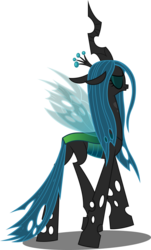 Size: 3029x5000 | Tagged: safe, artist:dashiesparkle, queen chrysalis, changeling, changeling queen, g4, bugbutt, butt, chrysalass, crown, eyes closed, female, high res, jewelry, plot, regalia, simple background, smiling, solo, transparent background, vector, walking away