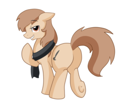 Size: 1804x1572 | Tagged: safe, artist:pridark, oc, oc only, oc:silky bristles, earth pony, pony, bedroom eyes, butt, clothes, cute, male, plot, scarf, simple background, solo, stallion, transparent background