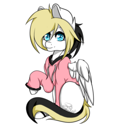 Size: 578x600 | Tagged: safe, artist:snowfall-artistry, oc, oc only, oc:whiteout, pegasus, pony, 2017 community collab, derpibooru community collaboration, clothes, hoodie, simple background, solo, transparent background