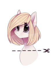 Size: 1455x1943 | Tagged: safe, artist:dreamydoll96, oc, oc only, pony, bust, dotted line, portrait, scissors, simple background, solo, transparent background