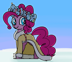 Size: 1463x1264 | Tagged: safe, artist:mang, pinkie pie, spirit of hearth's warming presents, earth pony, pony, a hearth's warming tail, g4, backlighting, clothes, female, hearth's warming eve, smiling, solo