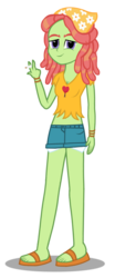 Size: 1250x3002 | Tagged: dead source, safe, artist:drewmwhit, tree hugger, equestria girls, g4, bandana, cigarette, clothes, equestria girls-ified, feet, female, midriff, sandals, short shirt, shorts, simple background, smirk, solo, transparent background, vector