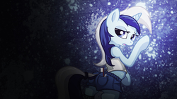 Size: 3840x2160 | Tagged: safe, artist:gsphere, artist:php11, edit, editor:keischa-assili, minuette, pony, unicorn, g4, bipedal, butt, clothes, female, fishnet stockings, high res, human shoulders, looking at you, mare, plot, solo, stockings, vector, vector trace, wallpaper