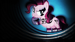Size: 3840x2160 | Tagged: safe, artist:theshadowstone, edit, editor:keischa-assili, pinkie pie, earth pony, pony, g4, female, gothic, gothic pinkie, high res, mare, solo, vector, wallpaper
