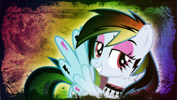 Size: 3840x2160 | Tagged: safe, artist:theshadowstone, edit, editor:keischa-assili, rainbow dash, pegasus, pony, g4, female, gothic, high res, looking at you, mare, solo, vector, wallpaper