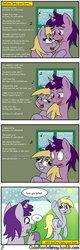 Size: 640x2000 | Tagged: safe, artist:outofworkderpy, derpy hooves, oc, oc:rising star, pegasus, pony, unicorn, g4, baby it's cold outside (song), christmas, comic, cute, dinky's father, female, funny, hearth's warming, hearth's warming eve, male, mare, music notes, singing, snow, song reference, stallion