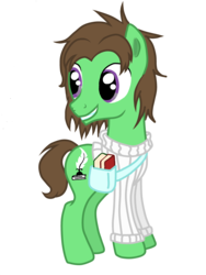 Size: 3024x4032 | Tagged: safe, artist:darkest-lunar-flower, oc, oc only, oc:green quill, earth pony, pony, 2017 community collab, derpibooru community collaboration, book, clothes, high res, satchel, simple background, solo, sweater, transparent background