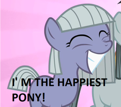 Size: 468x415 | Tagged: safe, edit, edited screencap, screencap, limestone pie, g4, my little pony: friendship is magic, the cutie mark chronicles, caption, eyes closed, filly, image macro, meme, smiling, solo focus