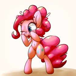 Size: 5000x5000 | Tagged: safe, artist:luxaestas, pinkie pie, pony, g4, absurd resolution, belly button, bipedal, cute, female, silly, silly pony, solo, tongue out