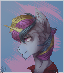 Size: 800x900 | Tagged: safe, artist:orfartina, oc, oc only, pony, unicorn, bust, male, portrait, solo, stallion