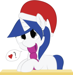 Size: 2000x2058 | Tagged: safe, artist:mintysketch, oc, oc only, oc:scooblee, pony, unicorn, bow, female, hat, high res, minty's christmas ponies, santa hat, simple background, solo, transparent background, vector