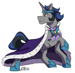 Size: 1600x1566 | Tagged: safe, artist:dragonfoxgirl, idw, king sombra, pony, g4, cloak, clothes, good king sombra, green eyes, male, mirror universe, simple background, smiling, solo, transparent background