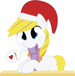 Size: 2000x2023 | Tagged: safe, artist:mintysketch, earth pony, pony, bow, clothes, hat, high res, male, minty's christmas ponies, santa hat, scarf, solo, speech bubble