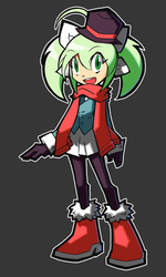 Size: 600x1000 | Tagged: safe, artist:rvceric, oc, oc only, oc:emerald green, human, clothes, hat, humanized, humanized oc, pantyhose, scarf, simple background, solo