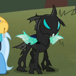 Size: 268x268 | Tagged: safe, screencap, thorax, trixie, changeling, pony, unicorn, g4, to where and back again, cropped, faic, female, gif, mare, non-animated gif, solo focus