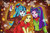 Size: 1024x682 | Tagged: safe, artist:violetleegee, adagio dazzle, aria blaze, sonata dusk, equestria girls, g4, bow, cellphone, clothes, hair bow, hat, holly, open mouth, phone, santa hat, selfie, the dazzlings, waving