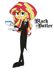 Size: 2400x3200 | Tagged: safe, artist:xxsunsetshimmer23xx, sunset shimmer, equestria girls, g4, black butler, female, high res, parody, simple background, solo, transparent background