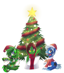 Size: 3000x3420 | Tagged: safe, artist:drawntildawn, oc, oc only, pony, christmas, christmas tree, high res, simple background, transparent background, tree