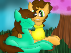 Size: 2048x1536 | Tagged: safe, artist:spectradust, cheese sandwich, oc, oc:pencil sketch, pony, g4, canon x oc, duo, male, shipping, straight