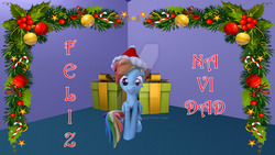 Size: 1024x576 | Tagged: safe, artist:juanjobelic, rainbow dash, pony, g4, 3d, female, holly, solo, source filmmaker, spanish, watermark