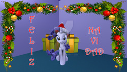 Size: 1024x576 | Tagged: safe, artist:juanjobelic, rarity, pony, g4, 3d, female, holly, solo, spanish, watermark